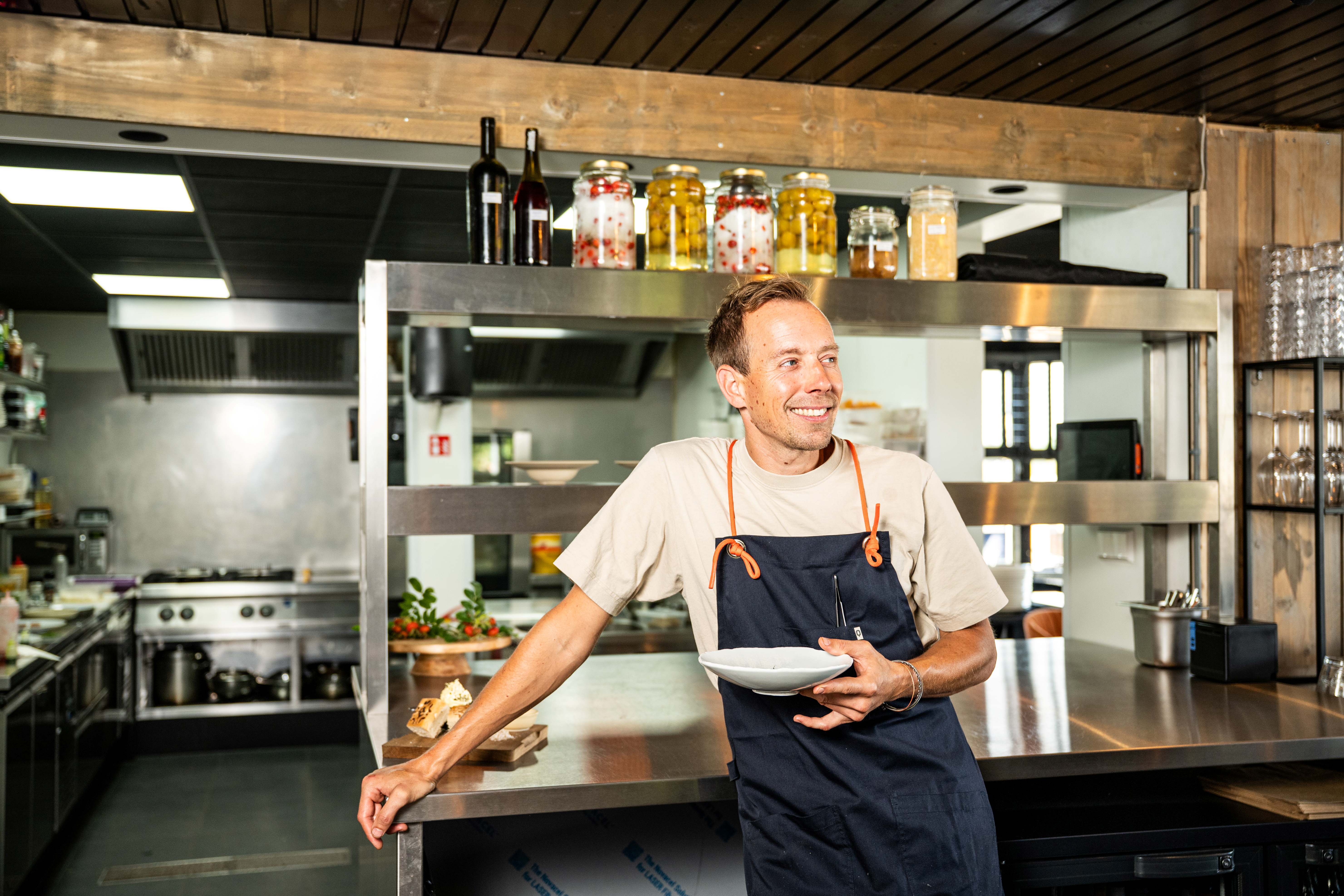 Tim Ringers in his kitchen at Restaurant Borage on the Zuidlaardermeer